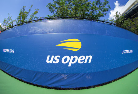 NEW YORK - SEPTEMBER 7, 2019: US Open logo at Billie Jean King National Tennis Center during 2019 US Open in New Yorkのeditorial素材