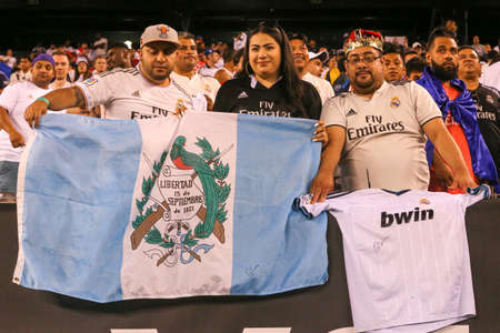 EAST RUTHERFORD, NJ - JULY 26, 2019: Real Madrid soccer fans at the MetLife stadium during the 2019 International Champions Cup match Real Madrid against Atletico de Madrid. Real Madrid lost 3-7のeditorial素材