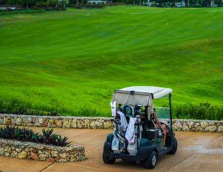 LA ROMANA, DOMINICAN REPUBLIC - JUNE 11, 2021: World famous Dye Fore Golf Course of Casa de Campo. Oceanside golf course with 27 holes, including cliff side holes dropping to the Chavon River belowのeditorial素材