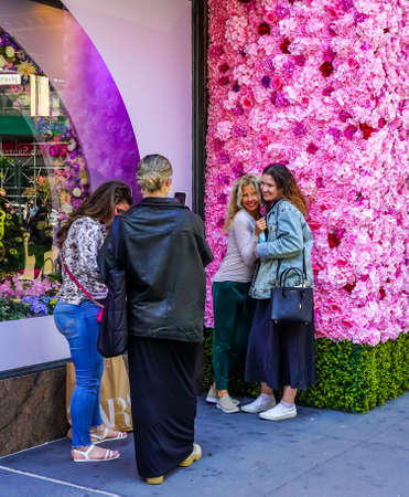 NEW YORK - MAY 2, 2021: Flower decoration during famous Macy's Annual Flower Show at the Macy's Herald Square in midtown Manhattanのeditorial素材