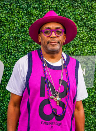 NEW YORK - SEPTEMBER 7, 2019: American film director, producer, writer, and actor Spike Lee on the blue carpet before 2019 US Open women's final match at National Tennis Center in New Yorkのeditorial素材