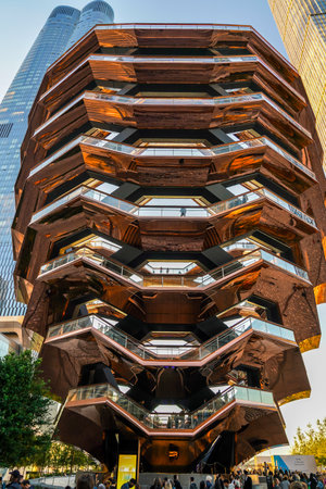 NEW YORK - OCTOBER 24, 2019: The Vessel, the centerpiece of the Public Square and Gardens at Hudson Yards. In 2021 Vessel faces calls for closure after fourth jump death suicideのeditorial素材