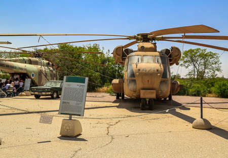 HATZERIM, ISRAEL - MAY 2, 2017: The Sikorsky CH-53 Sea Stallion helicopter on display at The Israeli Air Force Museum. The museum was established in 1977 and has been open to the public in 1991のeditorial素材