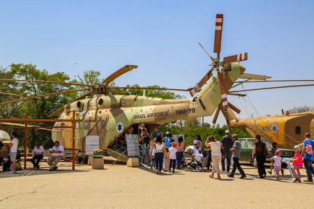 HATZERIM, ISRAEL - MAY 2, 2017: The Aerospatiale SA 321 Super Frelon transport helicopter on display...
