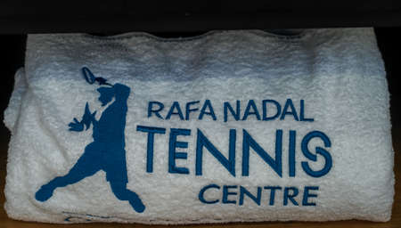 ISLA MUJERES, MEXICO - SEPTEMBER 19, 2021: Souvenir towel at Rafa Nadal Shop at Rafa Nadal Tennis Centre in Costa Mujeres, Mexico, located in the Grand Palladium Costa Mujeres Resortのeditorial素材