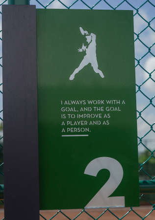 ISLA MUJERES, MEXICO - SEPTEMBER 19, 2021: Rafael Nadal quote at Rafa Nadal Tennis Centre in Costa Mujeres, Mexico, located in the Grand Palladium Costa Mujeres Resortのeditorial素材