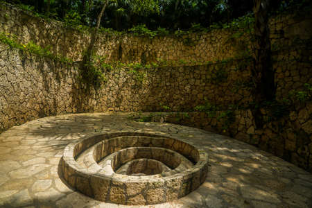 PLAYA DEL CARMEN, MEXICO - JULY 6, 2021: El Caracol unique wedding ceremony venue inside Xcaret Eco Theme Park in Playa del Carmen, Mexicoのeditorial素材
