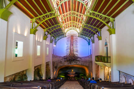 PLAYA DEL CARMEN, MEXICO - JULY 6, 2021: Chapel of Our Lady of Guadalupe inside Xcaret Eco Theme Park in Playa del Carmen, Mexicoのeditorial素材
