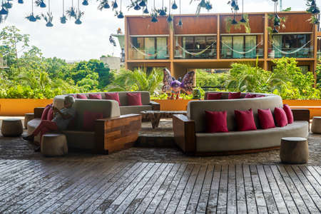 PLAYA DEL CARMEN, MEXICO - JULY 6, 2021: Hotel Xcaret Mexico in Playa del Carmen, Mexico.  it is sophisticated hotel that surpasses the traditional All-Inclusive hotels with All-Fun Inclusive conceptのeditorial素材