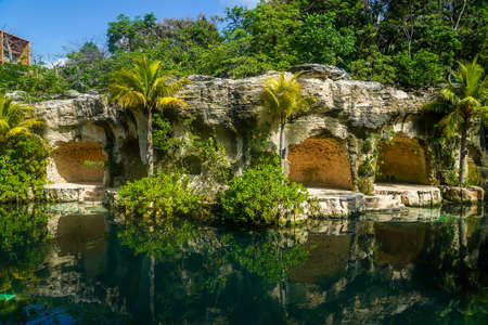 PLAYA DEL CARMEN, MEXICO - JULY 6, 2021: Hotel Xcaret Mexico in Playa del Carmen, Mexico.  it is sophisticated hotel that surpasses the traditional All-Inclusive hotels with All-Fun Inclusive conceptのeditorial素材