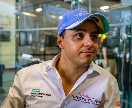 NEW YORK - JULY 14, 2019: Brazilian racing driver Felipe Massa of Venturi Formula E Team during press conference after 2019 New York City E-Prix final race at Red Hook in Brooklynのeditorial素材