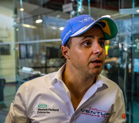 NEW YORK - JULY 14, 2019: Brazilian racing driver Felipe Massa of Venturi Formula E Team during press conference after 2019 New York City E-Prix final race at Red Hook in Brooklynのeditorial素材