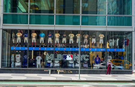 NEW YORK - MARCH 25, 2021: MLB Flagship Store in New York. MLB NYC is the first permanent MLB retail store in the United Statesのeditorial素材