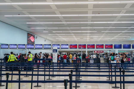 CANCUN, MEXICO - SEPTEMBER 7, 2021: Terminal 4 check-in area at Cancun International Airportのeditorial素材
