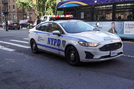 BROOKLYN, NEW YORK - OCTOBER 14, 2021: New York Police Department activity on scene of an incident...