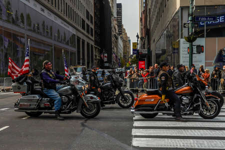 NEW YORK - NOVEMBER 11, 2021: Patriot Guard Riders lead off the 102nd Annual Veteran's Day Parade along Fifth Avenue in Manhattanのeditorial素材