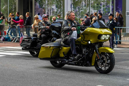 NEW YORK - NOVEMBER 11, 2021: Patriot Guard Riders lead off the 102nd Annual Veteran's Day Parade along Fifth Avenue in Manhattanのeditorial素材