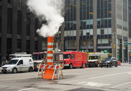 NEW YORK - MARCH 25, 2021: Looking south on 6th Ave in midtown Manhattan.