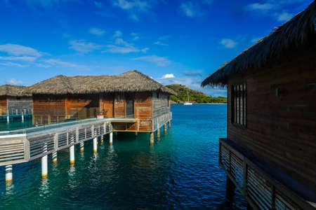 FIVE ISLANDS VILLAGE, ANTIGUA - JANUARY 5, 2022: Overwater Bungalow at the Royalton Antigua Resort, located on the scenic shores of Deep Bayのeditorial素材