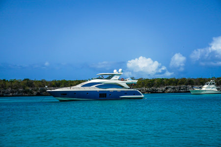 CATALINA ISLAND, DOMINICAN REPUBLIC - JUNE 13, 2021: Luxury yachts at Catalina Island or Isla...