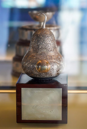 ISLA MUJERES, MEXICO - SEPTEMBER 19, 2021: Acapulco 2013 trophy on display at the Rafa Nadal Museum,...