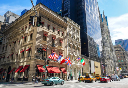 NEW YORK - MARCH 3, 2022: Cartier Fifth Avenue Mansion in Midtown Manhattan. Morton F. Plant House...