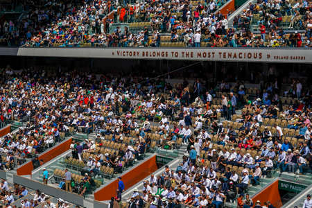 PARIS, FRANCE- MAY 30, 2022: Court Philippe Chatrier at Le Stade Roland Garros during round 4 match at 2022 Roland Garros in Paris, Franceのeditorial素材