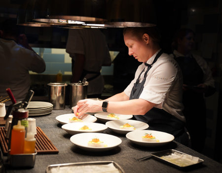 NEW YORK - JULY 16, 2022: Emma Bengtsson, Swedish chef who holds two Michelin stars at the New York City based restaurant Aquavitのeditorial素材
