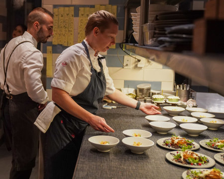 NEW YORK - JULY 16, 2022: Emma Bengtsson, Swedish chef who holds two Michelin stars at the New York City based restaurant Aquavitのeditorial素材