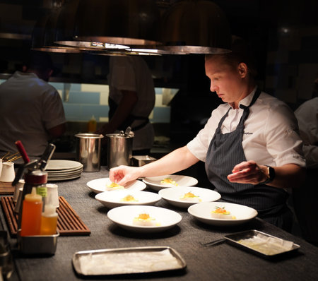 NEW YORK - JULY 16, 2022: Emma Bengtsson, Swedish chef who holds two Michelin stars at the New York City based restaurant Aquavitのeditorial素材