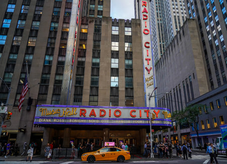 NEW YORK - SEPTEMBER 13, 2022: New York City landmark, Radio City Music Hall in Rockefeller Center, Midtown Manhattanのeditorial素材