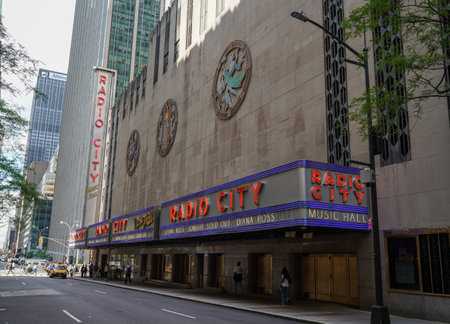 NEW YORK - SEPTEMBER 13, 2022: New York City landmark, Radio City Music Hall in Rockefeller Center, Midtown Manhattanのeditorial素材