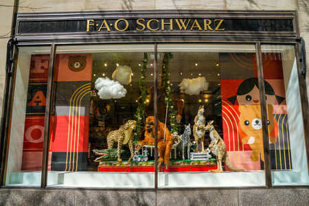 NEW YORK - MAY 12, 2022: The FAO Schwarz flagship store at Rockefeller Plaza in Midtown Manhattanのeditorial素材
