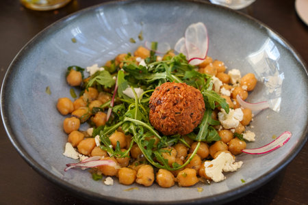 Chickpea salad served in gourmet restaurantの写真素材