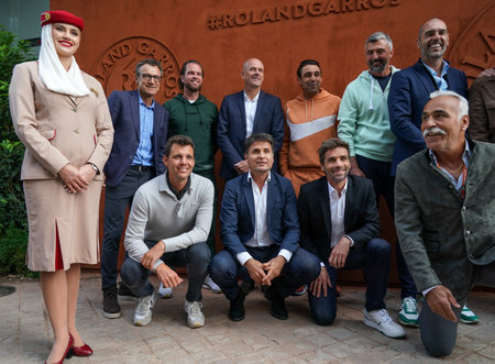PARIS, FRANCE - MAY 30, 2022: Famous male professional tennis players during Tennis Legends press conference at 2022 Roland Garros in Paris, Franceのeditorial素材