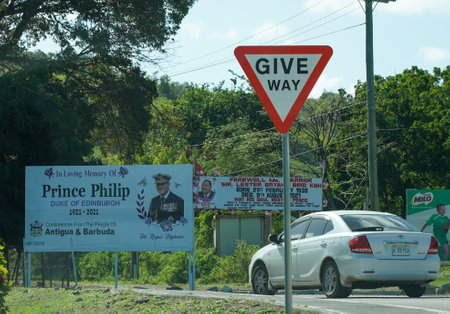 ST. JOHN'S, ANTIGUA AND BARBUDA - DECEMBER 30, 2021: On a streets of capital city St. John's in Antigua. St. Johns is the capital and key port of Antigua and Barbudaのeditorial素材
