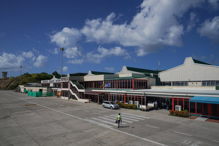 ST. GEORGE, GRENADA - JANUARY 3, 2023: Maurice Bishop International Airport in Grenadaのeditorial素材