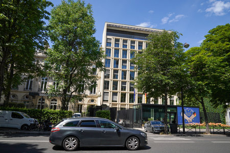 PARIS, FRANCE - JUNE 2, 2022: The Embassy of Germany in Paris located on Avenue Franklin D. Roosevelt in the 8th arrondissement of Parisのeditorial素材