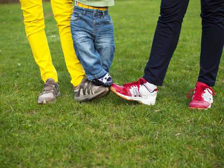Parents are taught to walk a little child.の写真素材