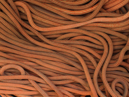 Dynamic rope for mountaineering and rock climbing orange.の写真素材