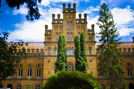 Chernivtsi National University building, listed in UNESCO World Heritage Site. Ukraine.のeditorial素材