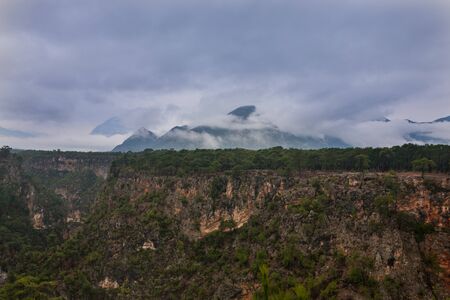 Grand Canyon on a cloudy day. Landscapes of Turkey. Travel to Turkish scenic spots. Cloudy sky over the canyon. The mountains. Travel Turkish picturesque places.の写真素材