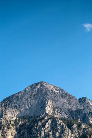 Beautiful Turkish mountains on a background of blue sky. Peak. Climbing in Turkey.の写真素材