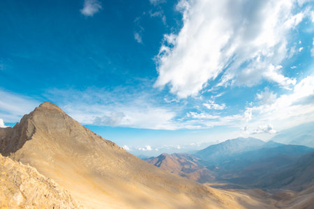 Aladaglar National Park. Cloudy mountain landscape. Glacial mountains, hills. Transmountain trips. Trekking Aladaghlar. Turkey.の写真素材