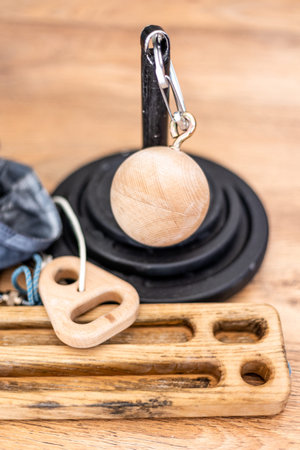 climbing equipment. finger and hand strength training. wooden finger trainers. fingerboard and...