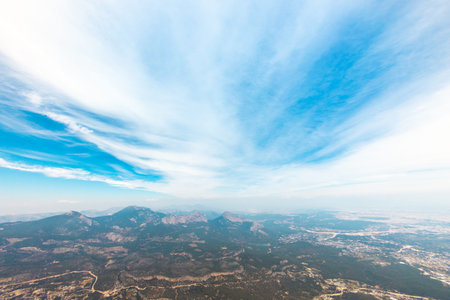 Beautiful Turkish mountains at sunset, picturesque nature, the rays of the setting sun, Turkey travelの写真素材