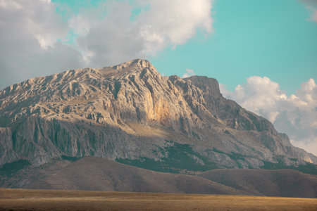 Aladaglar National Park. Cloudy mountain landscape. Glacial mountains, hills. Transmountain trips. Trekking Aladaghlar. Turkey.の写真素材