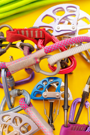 climbing equipment. Camalot. equipment for organizing insurance during mountaineering.の写真素材