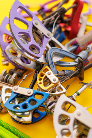 climbing equipment. Camalot. equipment for organizing insurance during mountaineering.の写真素材