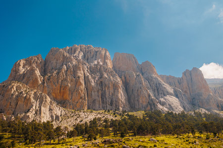 Mountaineering in Turkey. Incredible view of the mountains of Turkey. Stunning natural scenery. View of the popular mountainous region of Dedegel. Dedegol. Turkey.の写真素材